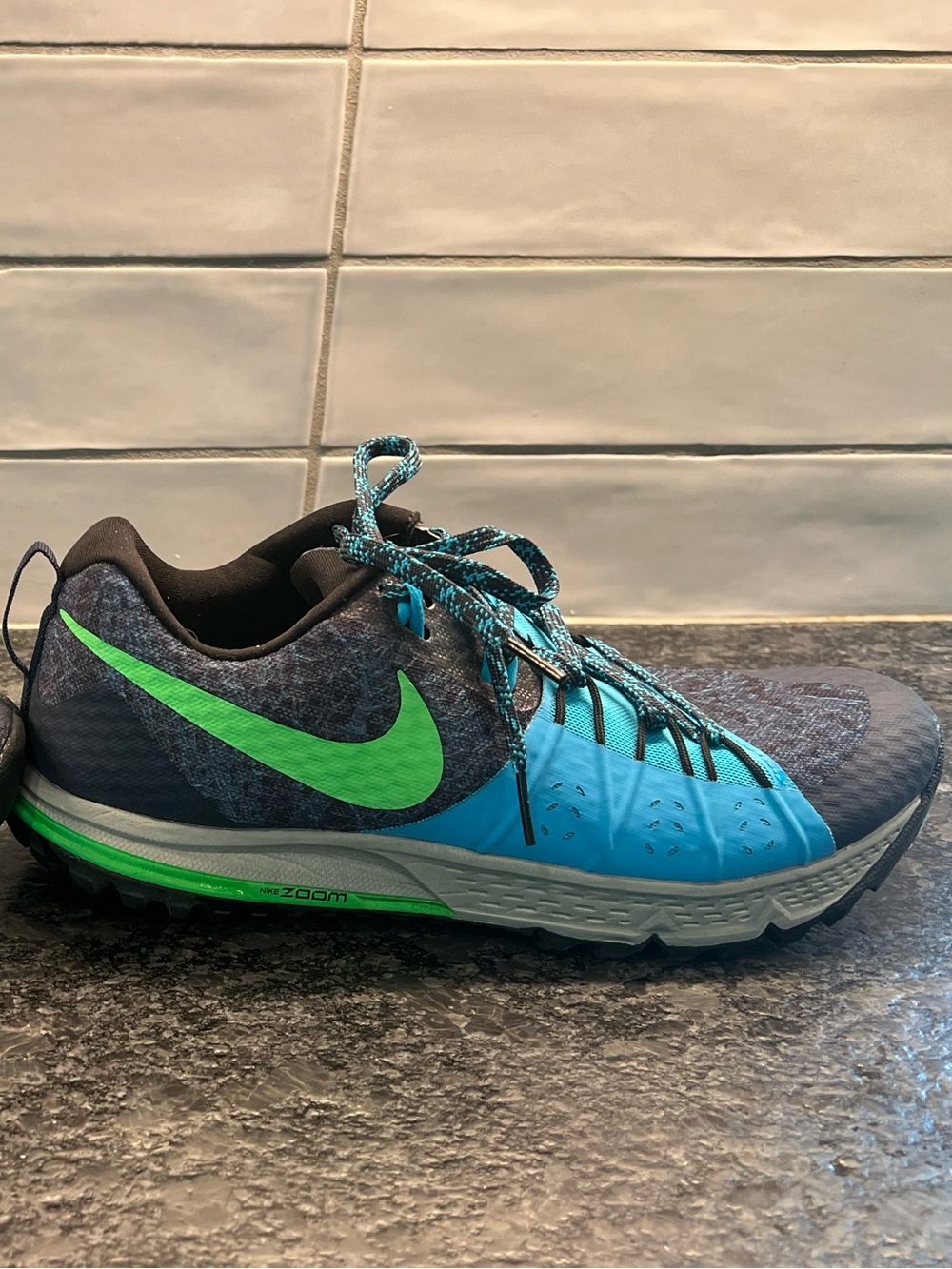 Nike Men’s Neon Blue and green Athletic Trail Running Shoes